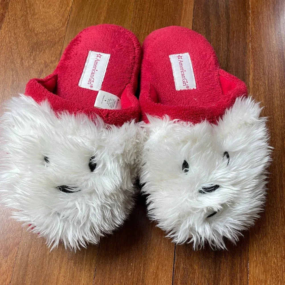 American Girl Coconut Plush Dog Slippers - Sz M 3.5-5
